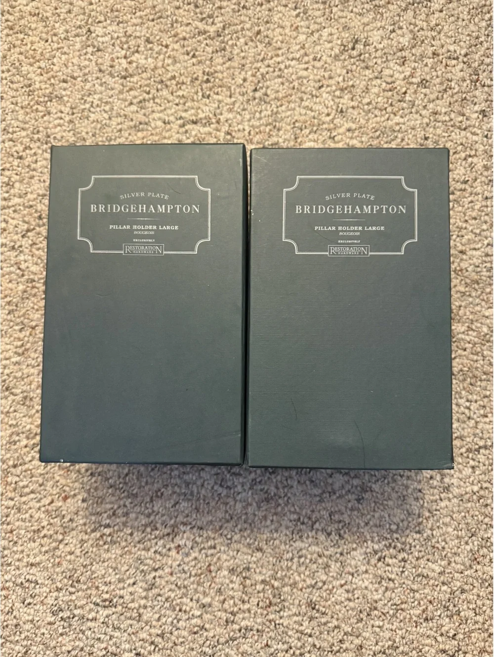 Restoration Hardware (2) vintage Bridgehampton silver plated candle holders